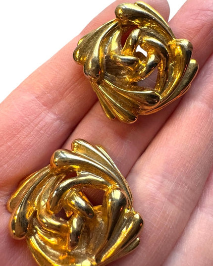 Elegant Vintage Gold-Tone Floral square fancy shoe clips