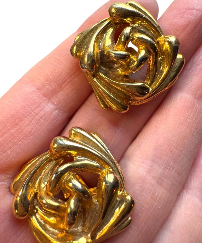 Elegant Vintage Gold-Tone Floral square fancy shoe clips