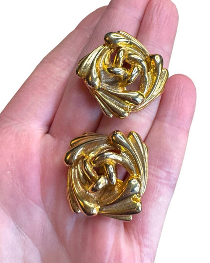 Elegant Vintage Gold-Tone Floral square fancy shoe clips