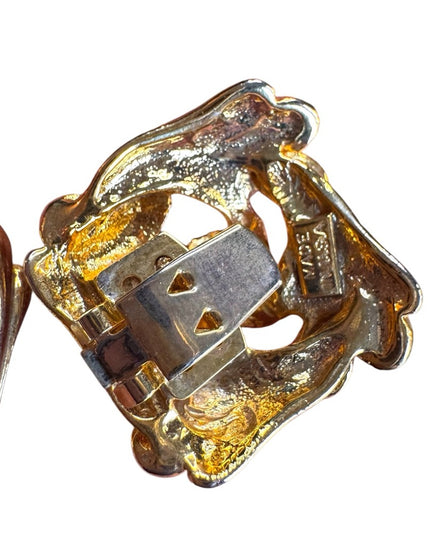 Elegant Vintage Gold-Tone Floral square fancy shoe clips