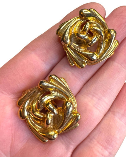 Elegant Vintage Gold-Tone Floral square fancy shoe clips