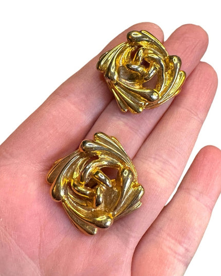 Elegant Vintage Gold-Tone Floral square fancy shoe clips