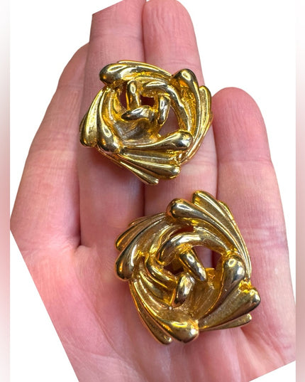 Elegant Vintage Gold-Tone Floral square fancy shoe clips