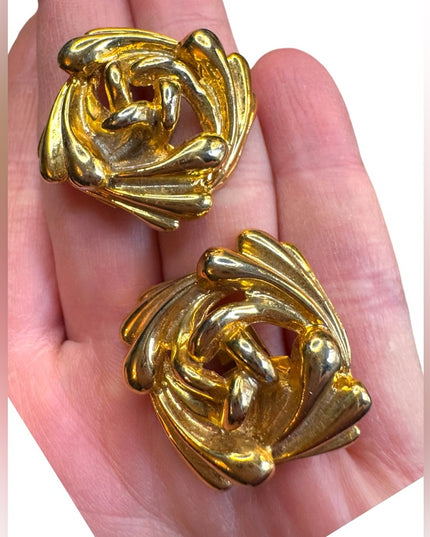 Elegant Vintage Gold-Tone Floral square fancy shoe clips