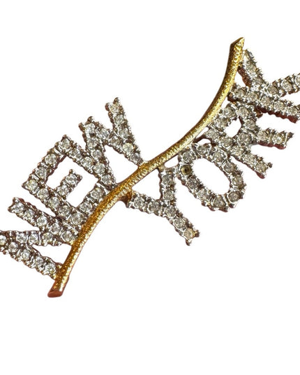 Vintage Gold  & silver finish New York Rhinestone Brooch