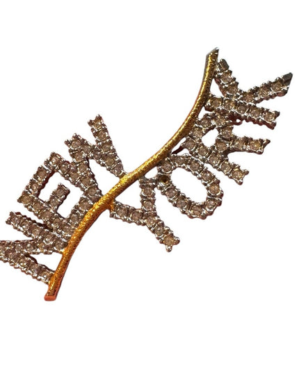 Vintage Gold  & silver finish New York Rhinestone Brooch