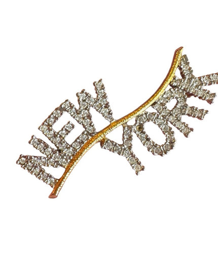 Vintage Gold  & silver finish New York Rhinestone Brooch