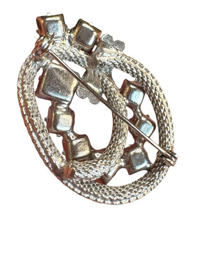 Elegant vintage Silver finish fancy Crystal Women's Brooch