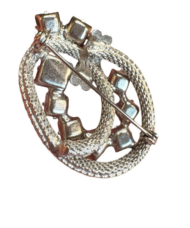 Elegant vintage Silver finish fancy Crystal Women's Brooch
