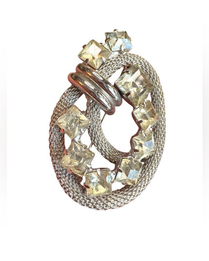 Elegant vintage Silver finish fancy Crystal Women's Brooch