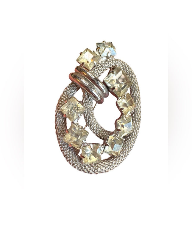 Elegant vintage Silver finish fancy Crystal Women's Brooch
