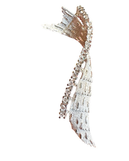 Vintage Elegant Sterling Silver 925 Rhinestone CZ Wing Brooch