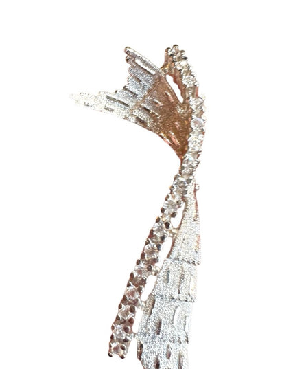 Vintage Elegant Sterling Silver 925 Rhinestone CZ Wing Brooch