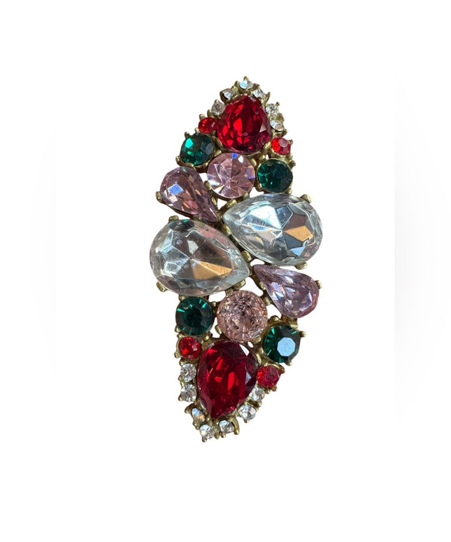Elegant vintage colorful  Multicolor Crystal bar Brooch