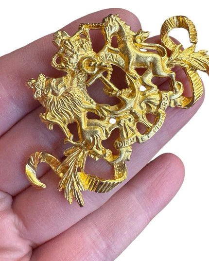 Vintage stunning Gold plt Maeve Carr New York Heraldic Brooch lions
