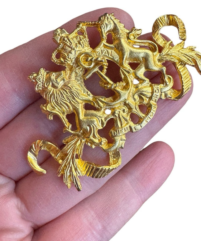 Vintage stunning Gold plt Maeve Carr New York Heraldic Brooch lions