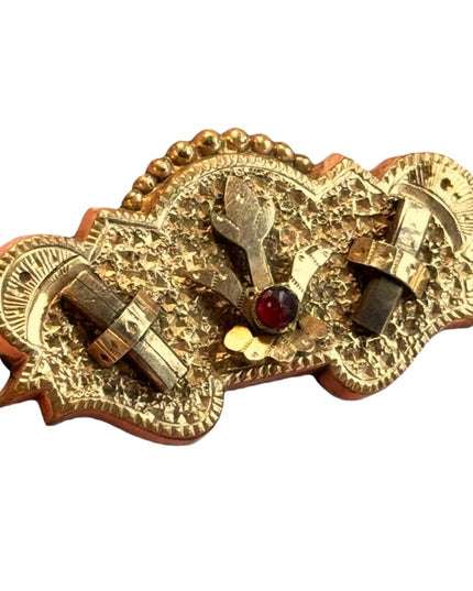Antique gold filled etched fancy late 1800s brooch