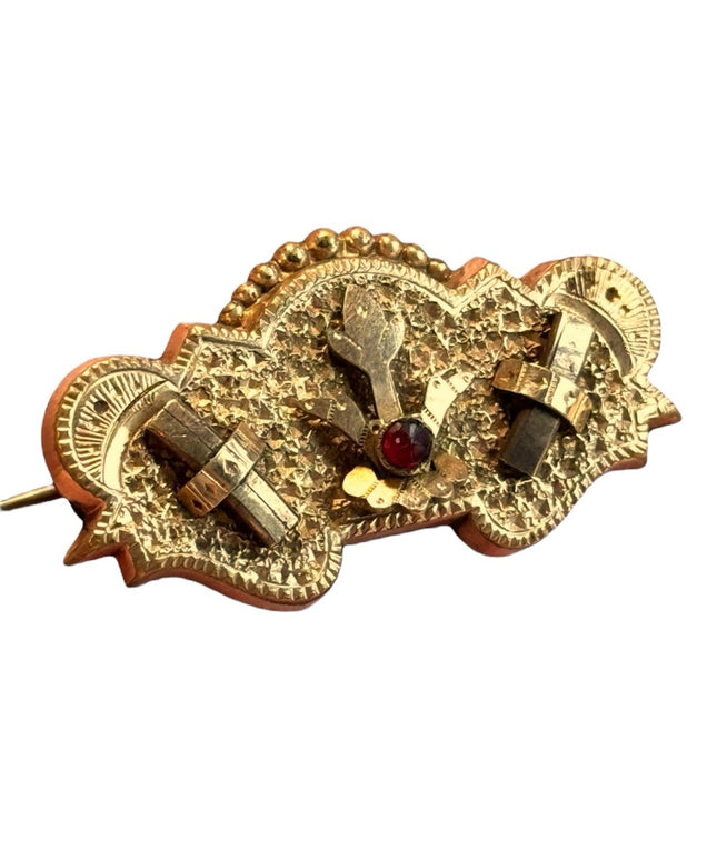 Antique gold filled etched fancy late 1800s brooch