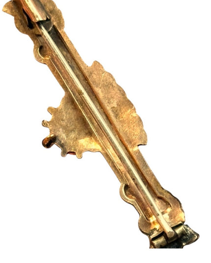 Antique gold filled brooch etxhed late 1800s