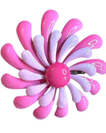 Stunning vintage 1960s large PINK metal  Flower Brooch