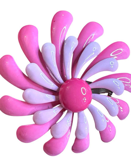 Stunning vintage 1960s large PINK metal  Flower Brooch