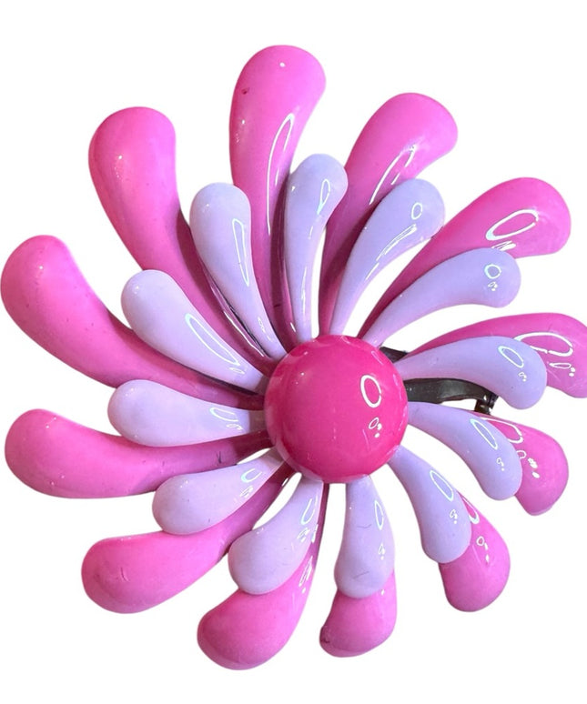 Stunning vintage 1960s large PINK metal  Flower Brooch