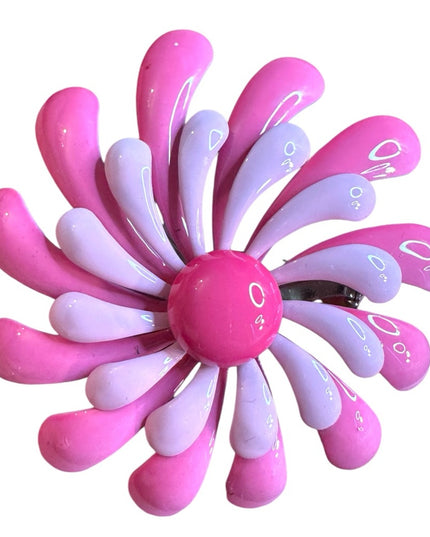 Stunning vintage 1960s large PINK metal  Flower Brooch