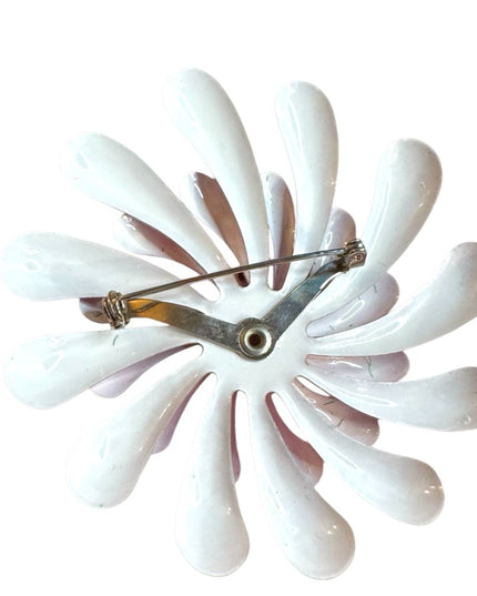 Stunning vintage 1960s large PINK metal  Flower Brooch