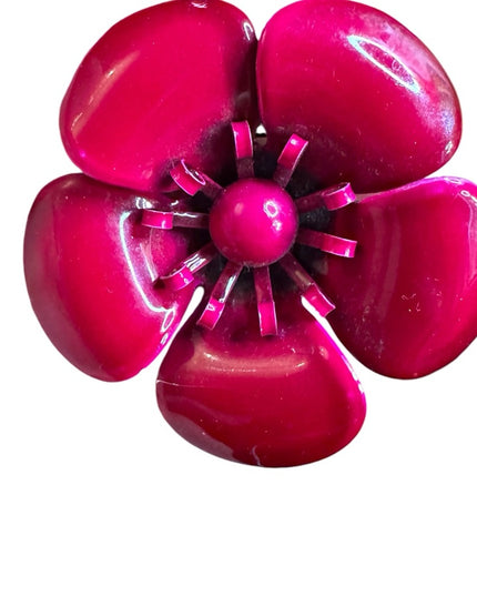 Elegant vintage 1960s Burgundy Pink metal Flower Brooch