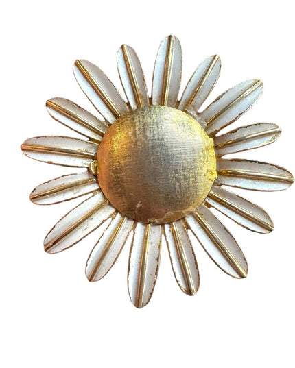 Vintage AVON  Gold and White enamel Flower perfume Brooch