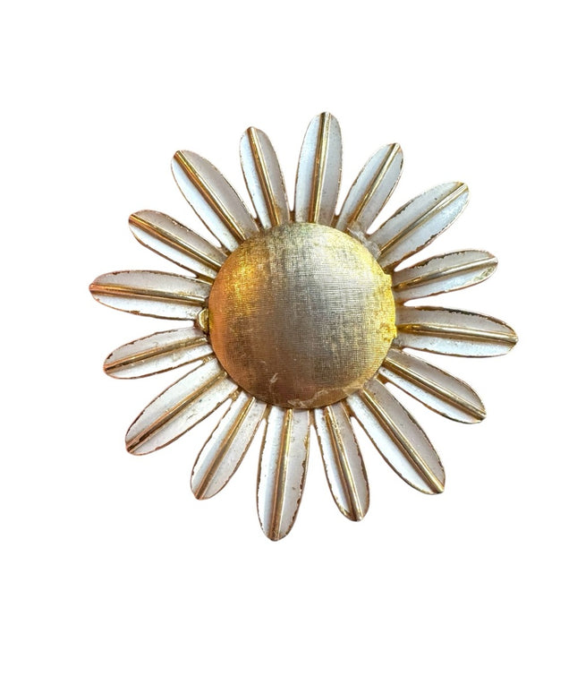 Vintage AVON  Gold and White enamel Flower perfume Brooch