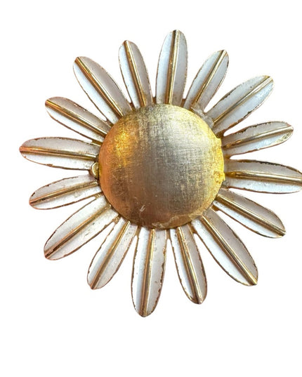 Vintage AVON  Gold and White enamel Flower perfume Brooch