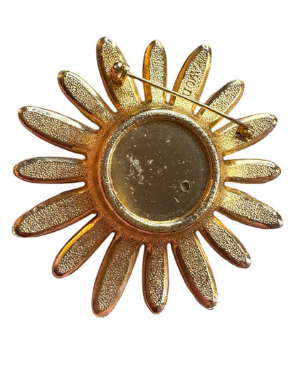 Vintage AVON  Gold and White enamel Flower perfume Brooch
