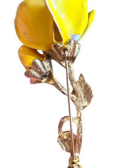 Vintage Yellow Rose metal 1950s friendship Brooch