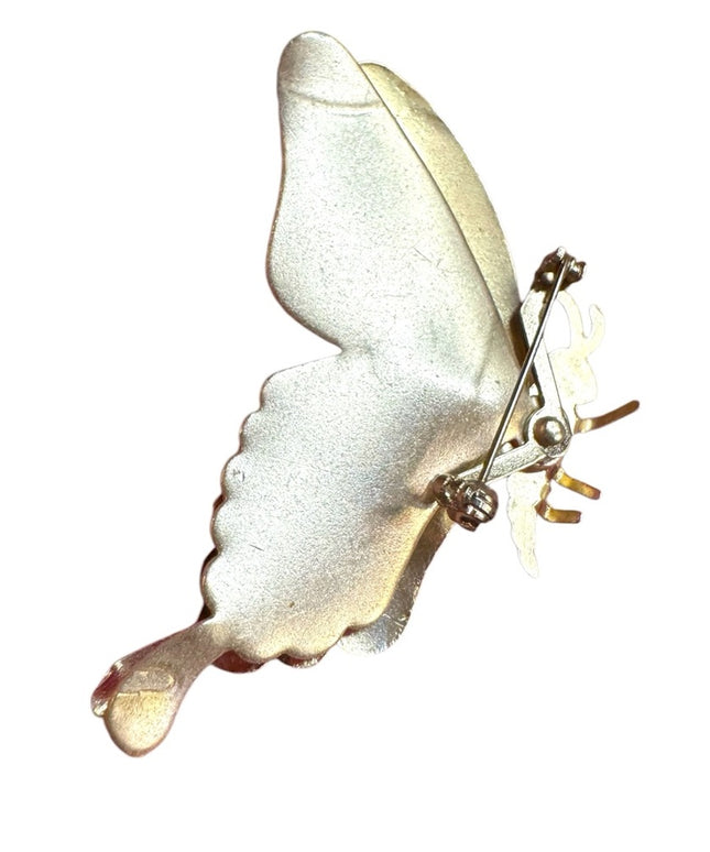 Vintage metal enamel Colorful 1970s  Butterfly Brooch