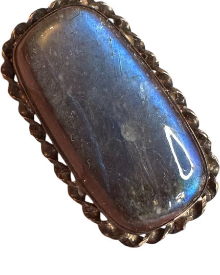 Elegant antique Labradororite Scottish Brooch sterling silver 925