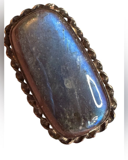 Elegant antique Labradororite Scottish Brooch sterling silver 925