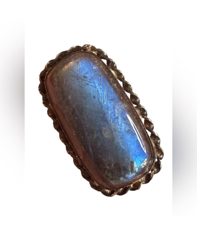 Elegant antique Labradororite Scottish Brooch sterling silver 925