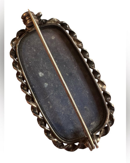 Elegant antique Labradororite Scottish Brooch sterling silver 925