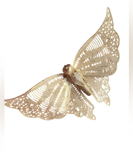 Gold Filigree vintage  filagree Butterfly Brooch