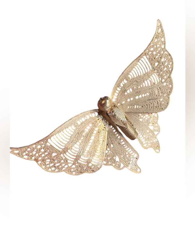 Gold Filigree vintage  filagree Butterfly Brooch