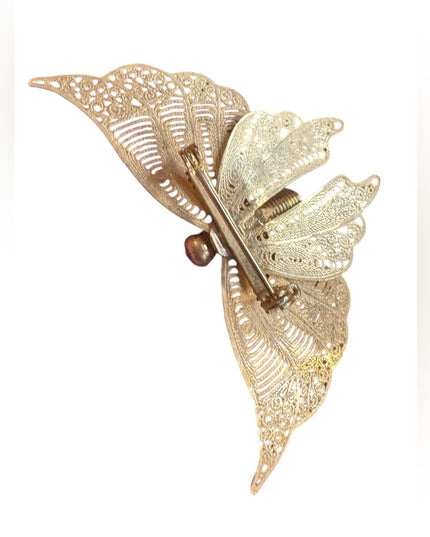 Gold Filigree vintage  filagree Butterfly Brooch