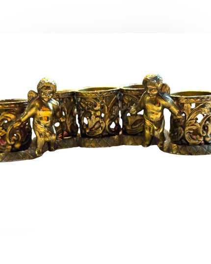 Vintage Gold antiqued finish Hollywood Regency Cherub lipstick Holder