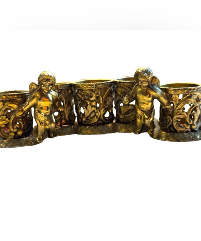Vintage Gold antiqued finish Hollywood Regency Cherub lipstick Holder