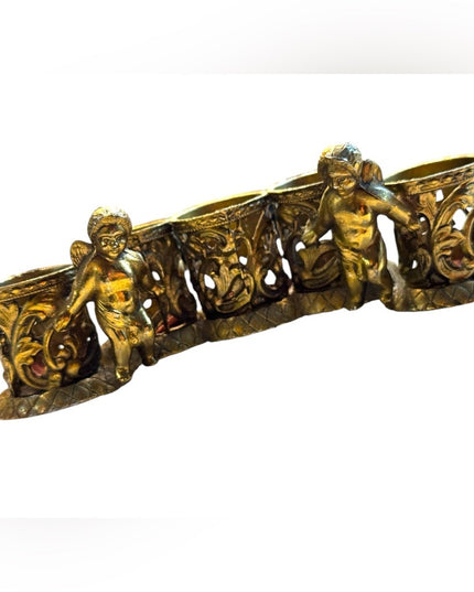 Vintage Gold antiqued finish Hollywood Regency Cherub lipstick Holder