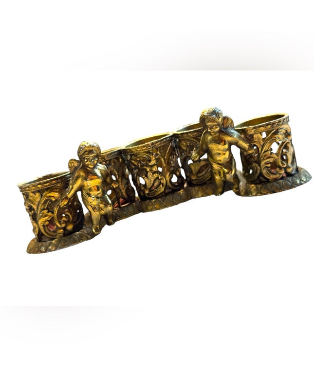 Vintage Gold antiqued finish Hollywood Regency Cherub lipstick Holder