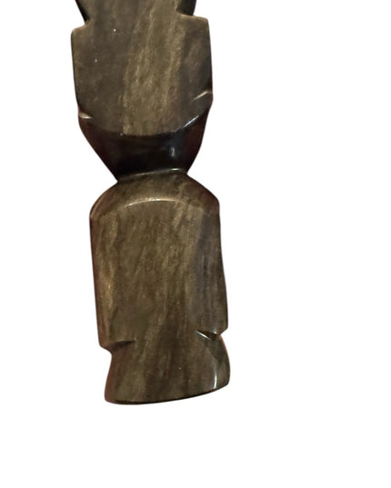 Vintage Mexico hand carved Aztec Maya God sculpture statue
 SMALL BLACK OBSIDIAN