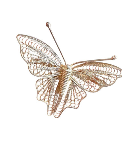 Elegant Silver Butterfly Brooch Vintage Mid-Century Sterling Silver Filigree