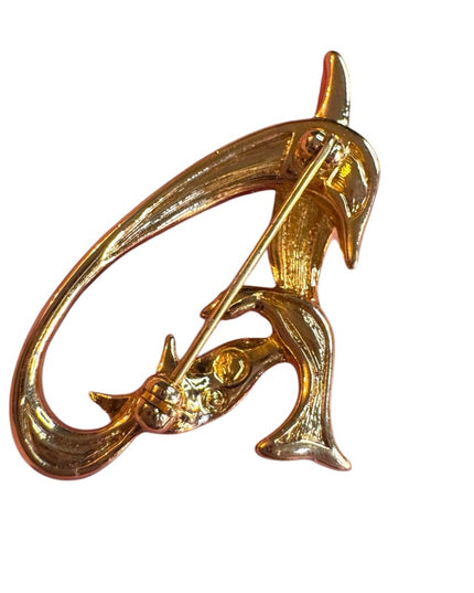 Elegant Gold Bird Brooch Authentic Daniel Swarovski Crystal Peace Dove