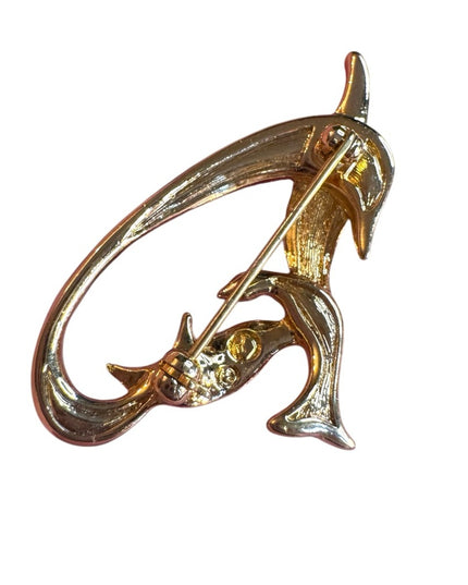 Elegant Gold Bird Brooch Authentic Daniel Swarovski Crystal Peace Dove